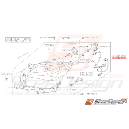 Phare avant Origine SUBARU WRX STI 2006 avec Xénon32688