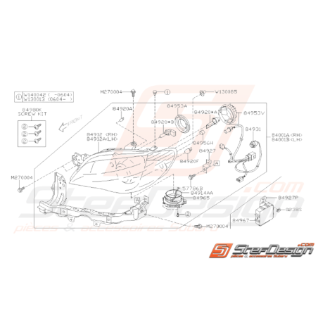 Schéma Phare Type HID Origine Subaru WRX STI 2006 - 200732700