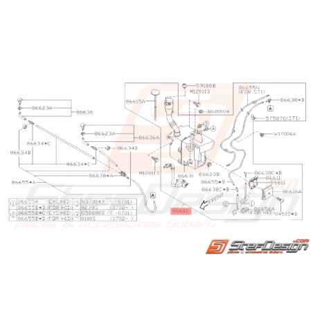 Bocal lave glace complet Origine Subaru STI 2006 - 200732767