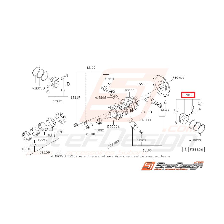 Piston gauche côte origine SUBARU BRZ / TOYOTA GT 86
