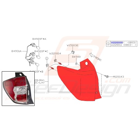 Feu arrière pour subaru forester SH 201032841