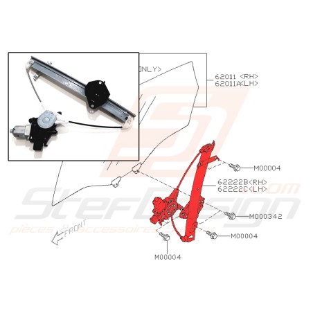 Moteur et mécanisme lève-vitre arrière pour subaru Forester SH 201032843