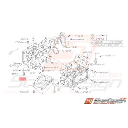 Tôle anti-déjaugeage Origine Subaru 2.5L WRX 06 - 10 STI 06 - 1932854