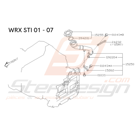 Schéma Conduit Remplissage d'Huile Origine Subaru WRX STI 01-07 / 08-1432933