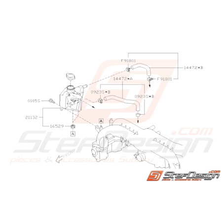 Schéma Vase d'expansion Réservoir Origine Subaru WRX 2008 - 201032971