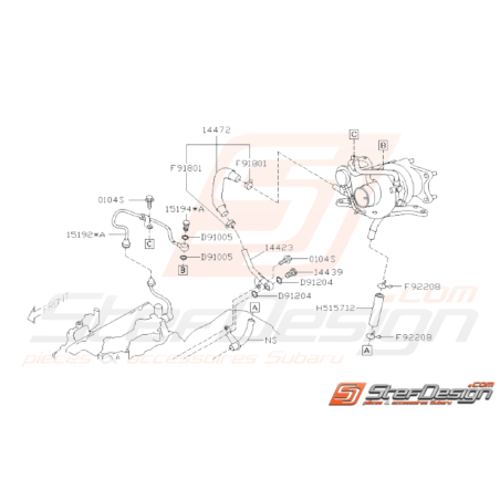 Schéma de Vis et Durites de Turbo Origine Subaru WRX 2008 - 201032986
