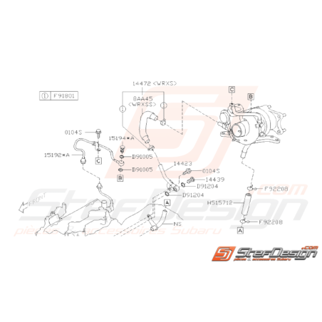 Schéma de Vis et Durites de Turbo Origine Subaru WRX 2008 - 201032987