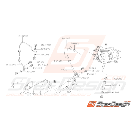Schéma de Vis et Durites de Turbo Origine Subaru STI 2011 - 201433006