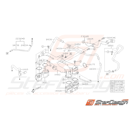 Schéma Collecteur d'Admission et Durites PCV Origine Subaru WRX 2008 - 201033060