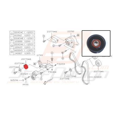 Galet pour courroie de climatisation pour Subaru BRZ TOYOTA GT 86 2012 - 202033093