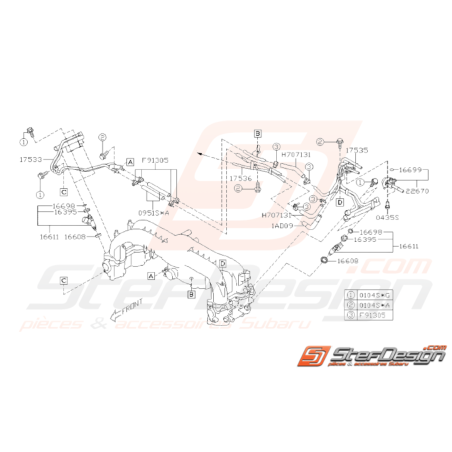 Schéma Durites de Carburant et Injecteurs Origine Subaru WRX 08-1033103