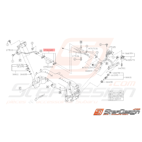 Attache tuyau régulateur pression Origine Subaru GT 93-00 WRX STI 01-1433104