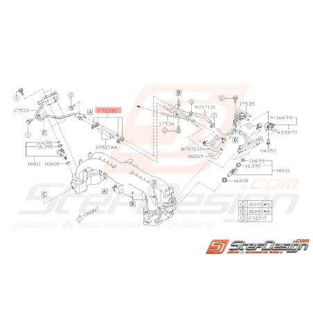 Attache tuyau régulateur pression Origine Subaru GT 93-00 WRX STI 01-14 FORESTER 97-02/05-0733104