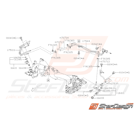 Schéma Durites de Carburant et Injecteurs Origine Subaru STI 08-1433112