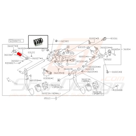 Ressort de pédalier Origine Subaru GT 1998 STI 2008 - 2010 BRZ 2013 - 201933168