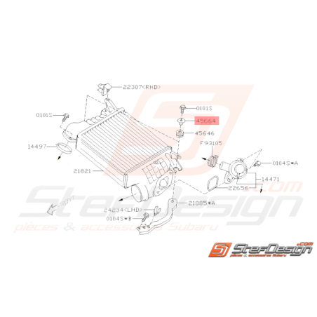 Entretoise de vis d'échangeur Origine Subaru GT WRX STI 2001-201933204