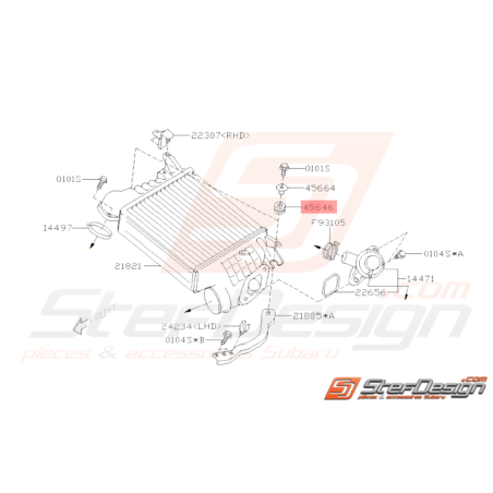 Silent bloc support échangeur Origine Subaru GT 93-00 WRX 01-10 STI 01-19 Forester Turbo 97-02/05-0733205