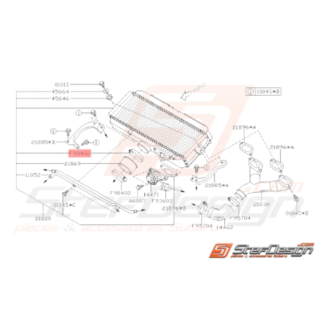 Collier Durite Échangeur Origine Subaru GT 93-00 WRX 01-10 STI 01-19 BRZ 13-19 Forester Turbo 97-02/05-0733214