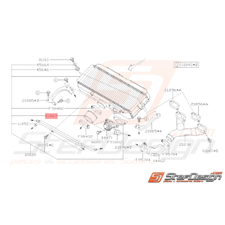 Manchon Échangeur / Papillon Origine Subaru STI 2006 - 201933215