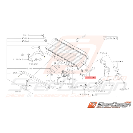 Patte de fixation gauche d'échangeur Subaru WRX 01-10 STI 01-1933223