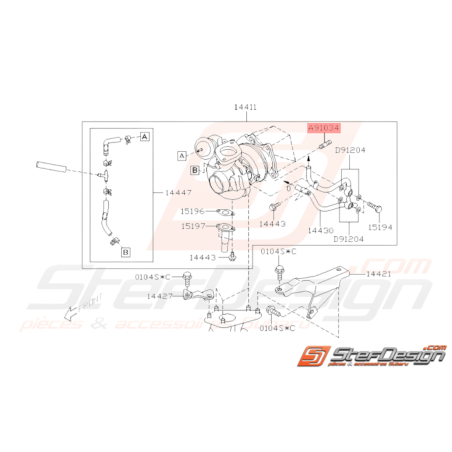 Goujon de Turbo Origine Subaru WRX STI 2001 - 201433227