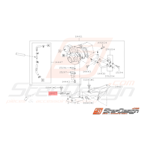 Support turbo Origine Subaru GT 1999 - 2000 WRX STI 2001 - 201433258