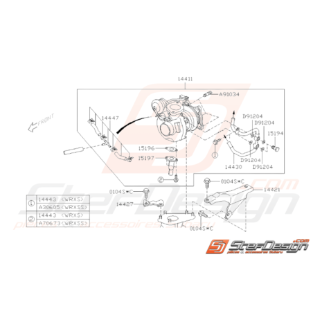 Schéma de Turbo Origine Subaru WRX 2009 - 201033260