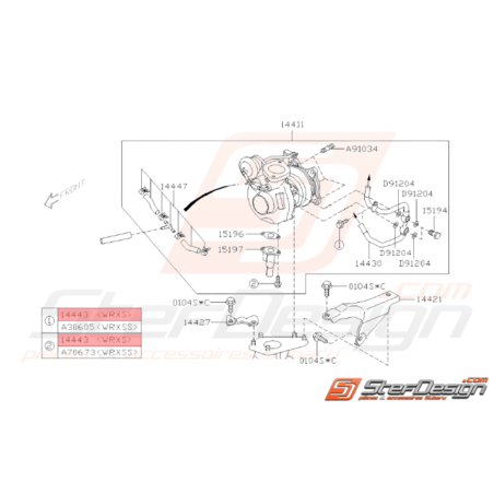 Boulon Turbo Origine Subaru GT 1993 - 2000 WRX 2001 - 201033261