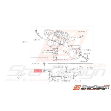 Support turbo Origine Subaru GT 1999 - 2000 WRX STI 2001 - 201433269