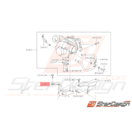 Support turbo Origine Subaru GT 99-00 WRX STI 01-14 Forester Turbo 97-02/05-0733269
