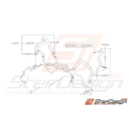 Schéma Système Contrôle des Gaz (PCV) Origine Subaru STI 08-1433278