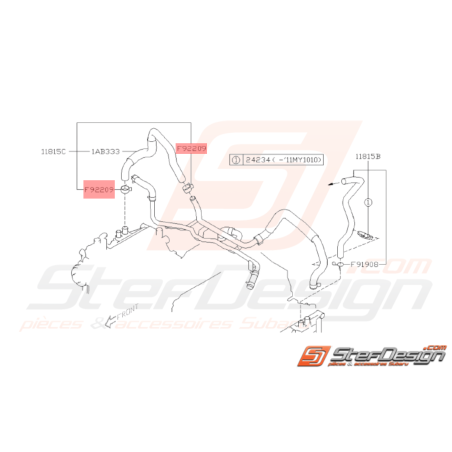 Collier durite d'eau Origine Subaru GT 93-00 WRX 06-10 STI 01-19 FORESTER 97-02/05-12 BRZ 13-1933281