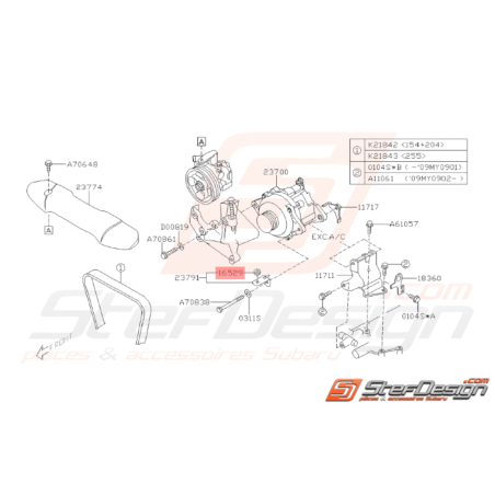 Guide Couvercle Courroie d'Alternateur Origine Subaru WRX STI 01-1433464