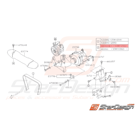 Vis Support d'alternateur et Turbo Subaru GT 94-00 WRX STI 01-14 BRZ 13 FORESTER 97-02/05-0733472