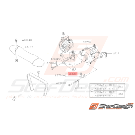 Guide Couvercle Courroie d'Alternateur Origine Subaru WRX STI 01-1433478