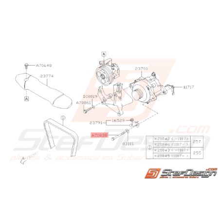 Axe d'alternateur Origine Subaru GT 93-00 WRX STI 01-14 FORESTER 97-02/05-0733479