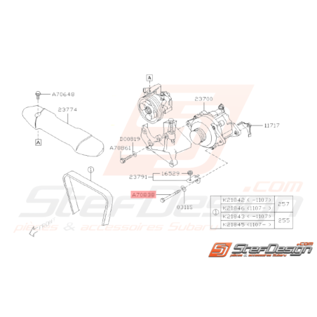 Axe d'alternateur Origine Subaru GT 93 - 00 WRX STI 01 - 1433479