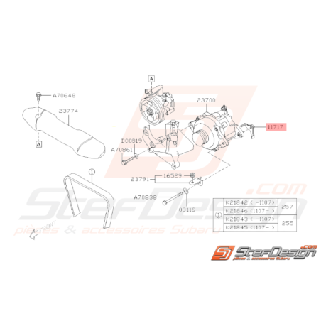 Support d'Alternateur Origine Subaru GT 93-00 WRX STI 01-1433483
