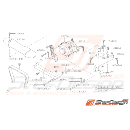 Schéma Alternateur Système Origine Subaru WRX 201033497