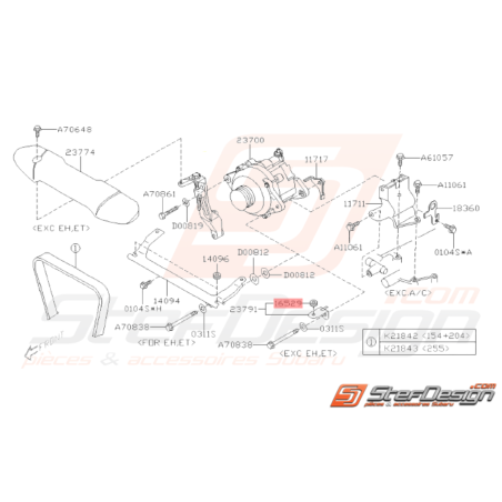 Guide Couvercle Courroie d'Alternateur Origine Subaru WRX STI 01-1433503