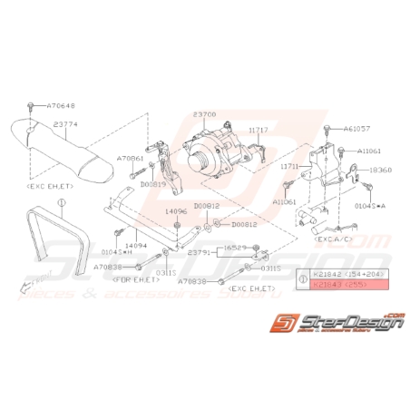 Courroie d'alternateur Origine Subaru WRX 03-10 STI 03-07 FORESTER 05-0733505