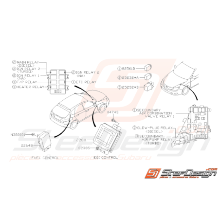 Schéma Relais et Sonde Moteur Origine Subaru WRX 2008 - 200933506