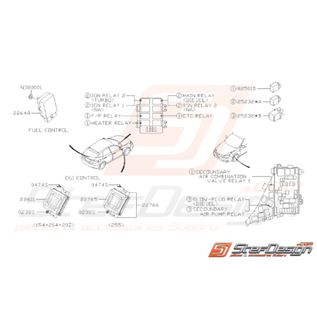 Schéma Relais et Sonde Moteur Origine Subaru WRX 201033513