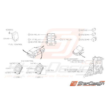 Schéma Relais et Sonde Moteur Origine Subaru STI 2008 - 201433521