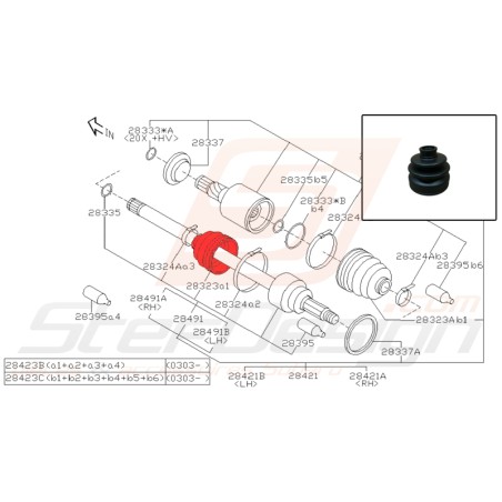 Soufflet de cardan arrière pour subaru forester SG5 EJ204 de 200733528