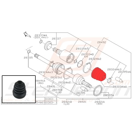 Soufflet de cardan arrière pour Subaru forester SG5 EJ204 200733529