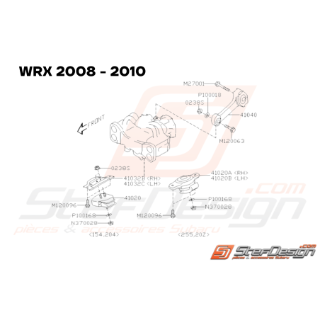 Schéma Support Moteur Avant Origine Subaru WRX STI 2008 - 201433599