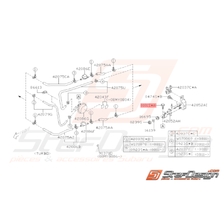 Vis fixation gousset Rétroviseur Origine Subaru GT 93-00 WRX STI 08-1433652