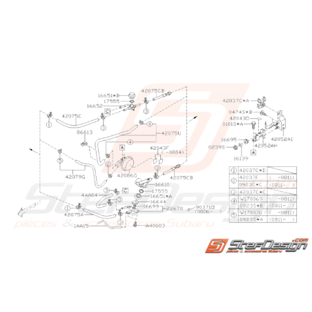 Schéma Canalisation de Carburant Avant Origine Subaru STI 2008 - 201433661