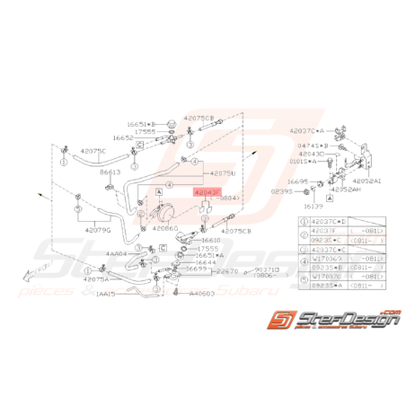 Coussin Canalisation Carburant Origine Subaru WRX STI 08 - 04/08/0833666